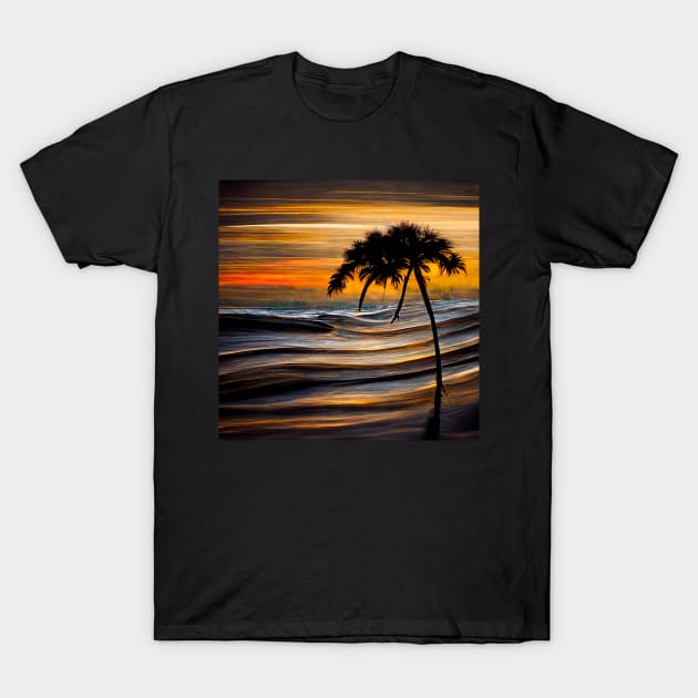 Crashing Waves at the Shore sea Life Tree Sunset T-Shirt by FoolDesign